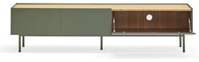 Zielono-naturalna szafka pod TV w dekorze dębu 180x45 cm Arista – Teulat