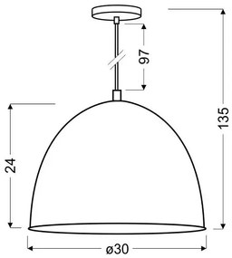 Szara lampa wisząca z chromowanymi elementami - D150 Hummo