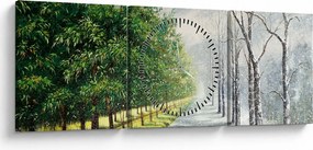 Obraz - Zima kontra lato (z zegarem) (90x30 cm)