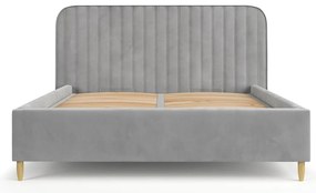 Szare tapicerowane łóżko jednoosobowe ze schowkiem ze stelażem 120x200 cm Noto – Maison de Rêve