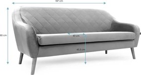 Szara 3-osobowa sofa CORANTI VELVET