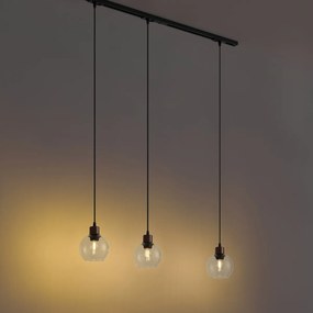 Modern railsysteem zwart met 3 hanglampen brons 1-fase - Iconic Lava