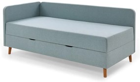 Jasnoniebieskie tapicerowane łóżko jednoosobowe ze schowkiem 90x200 cm Cabana – Meise Möbel