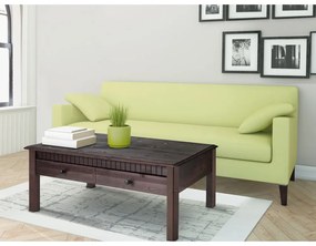 Ciemnobrązowy stolik z litego drewna sosnowego z 2 szufladami Støraa Linda