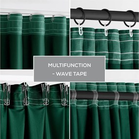 Ciemnozielona aksamitna zasłona częściowo zaciemniająca (dimout) 140x245 cm Pleat – Restilo