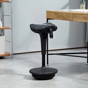 Vinsetto Stołek biurowy z funkcją obrotową, ergonomiczny stołek, regulowana wysokość 65,5-83,5 cm, 120° odchylany, czarny | Aosom PL