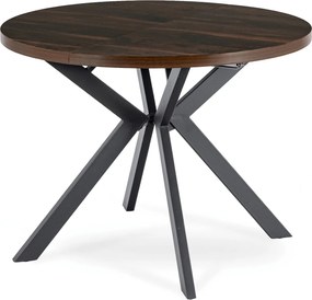 Zestaw Stół Okrągły Rozkładany LUKAS 100-250 cm Orzech/Czarny i 4 Krzesła Tapicerowane PERU Czarne Welurowe