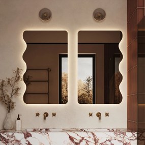 Lustro dekoracyjne oszlifowane z podświetleniem WAVE LED | Różne rozmiary | Różne kolory : Kolor tafli szkła - Brąz, Rozmiar - 40 x 80 cm