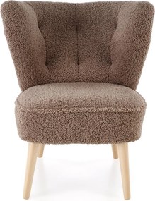 Fotel tapicerowany tkaniną typu baranek Mocca Halmar