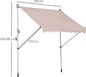 Outsunny markiza markiza zaciskowa składane ramię ramię przegubowe markiza z regulacją wysokości aluminium