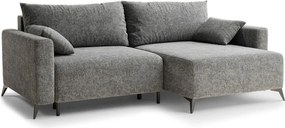 Szary rozkładany/ze schowkiem narożnik z tkaniny szenilowej (prawostronny/z szezlongiem) Leon – Maison de Rêve