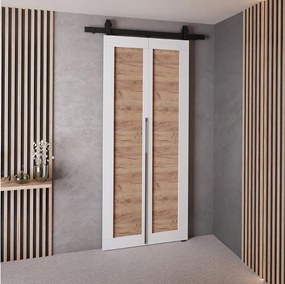 Drzwi Przesuwne QUDIO M1 Biały + Dąb Craft Złoty 70