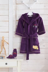 Dziecięcy szlafrok PILOT + kapcie w ozdobnym opakowaniu 2 lata (wys.92 cm) Fioletowy
