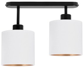 Lampa sufitowa czarna dwupunktowy spot z białymi abażurami C-3306SC-WE