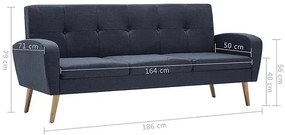 Trzyosobowa sofa pikowana ciemnoszara - Anita 3Q