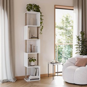 Półka kolumnowa Maldivas 5 otworów kolor biały/dąb