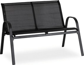 Zestaw Mebli Ogrodowych MINNESOTA Czarny Ławka Krzesła Stolik Tarasowy Siatka Nowoczesny