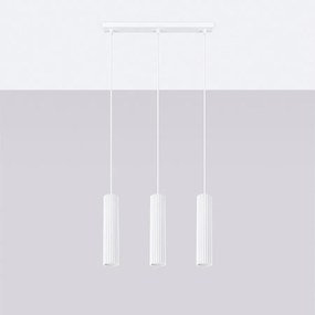 Lampa wisząca minimalistyczny Gloow, aluminium - 3 źródło światła 4000K - L.45 x H.98 cm - biały