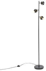 Nowoczesna lampa stojąca 3-punktowa czarna ze złotym wnętrzem - Buell Deluxe