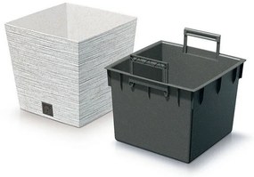 Doniczka FURU SQUARE LOW ECO WOOD z wkładem 24 cm, biały ECO