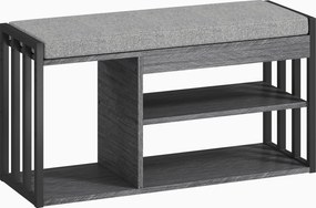 HOMCOM Półka na buty z ławką, przedpokojowa półka na buty, szafa na buty z trzystopniowym designem, do przedpokoju, salonu, sypialni, Szary