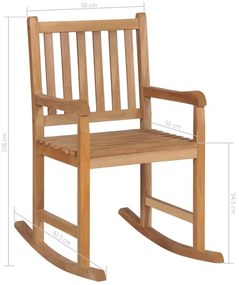 Drewniany bujany fotel z zieloną poduszką S0-T27