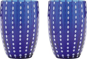 Zafferano Perle Blue Glass – szkło kolorowe dmuchane ustami, 32 cl, ręcznie robione – zestaw 2 kieliszków do wody lub koktajli