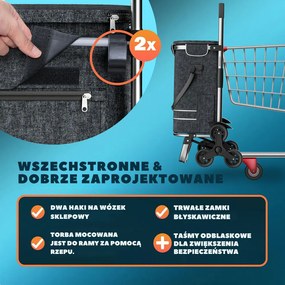 Torba na zakupy na kółkach do schodów COMFORT, 50l, czarna Jurhan