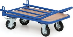 Wózek platformowy ze składanym uchwytem z siatką, platforma 450 x 700 mm, nośność 200 kg, koła 125 mm z czarną gumą