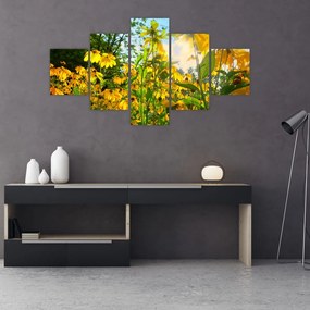 Obraz żółtych kwiatów (125x70 cm)