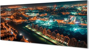 Panel szklany do Kuchni Nocna Panorama nad Motławą