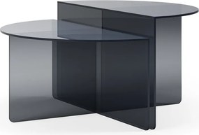 Szare szklane okrągłe stoliki zestaw 2 szt. ø 80 cm Velta – MOME