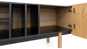 Czarno-naturalna szafka pod TV w dekorze dębu 175x60 cm Porto – Woodman