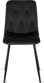 Zestaw Stół Kwadratowy Rozkładany MAX 80-160 cm Dąb Craft/Czarny i 4 Krzesła ROBIN Czarne Welurowe