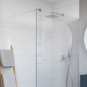 Ścianka prysznicowa WALK IN FIX przezroczysta prostokątna 8 mm Molis Classic Clear MASSI | rożne rozmiary : Kolor profili kabiny - złoty, Szerokość ścianki - 70 cm, Typ montażu - WALK in FIX (Do ściany)