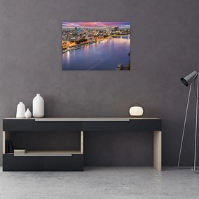 Obraz nocnego miasta Bratysławy z rzeką (70x50 cm)