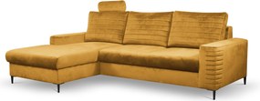 Masseno Narożnik GRIFO z funkcją spania i pojemnikiem na pościel Narozniki L, Rozkładana sofa - Żółty, VELLUTO MUSTARD 8