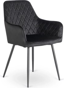 Zestaw Stół Prostokątny Rozkładany HAMPTON 160-240 cm Dąb Rustykalny/Czarny i 4 Krzesła Tapicerowane BRESSO Czarne Welurowe