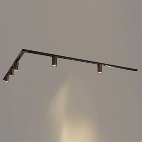 Nowoczesny system oświetlenia szynowego z 5 reflektorami, ciemny brąz, 1-fazowy, GU10, 35 mm - Iconic Ruby