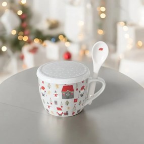 Świąteczny kubek jumbo z pokrywką i łyżeczką MONTI, 600 ml