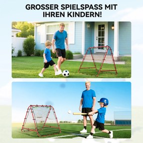 HOMCOM Bramka Piłkarska, Regulowana, Składana, Metalowy Stelaż, 100 x 95 cm, Czerwona