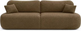Sofa AVERIO Rozkładana Dwuosobowa Brązowa Boucle Japandi