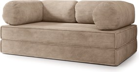 Masseno Sofa piankowa ALVIO z funkcją spania, Kanapa z pianki do salonu, Bezmontażowa, Tkanina sztruksowa – Beżowy POSO 02