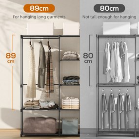 HOMCOM Szafa materiałowa z drążkiem na ubrania 182x43x185 cm Czarna | Aosom PL