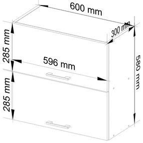 Biała górna szafka wisząca z podwójnym frontem 60 cm - Tereza 3X