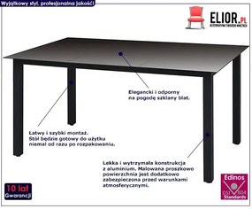 Stół ogrodowy ze szklanym blatem Ulefok 2Q - czarny