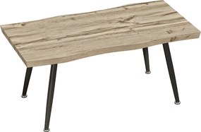 HOMCOM Stolik kawowy, stolik boczny z nogami ze stali, blat o grubości 4 cm, stolik do salonu 100 x 50 x 45 cm, Dąb+Czarny | Aosom PL