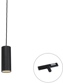 Designerska lampa wisząca czarna z adapterem do szyny 1-fazowej - Slimline Tubo
