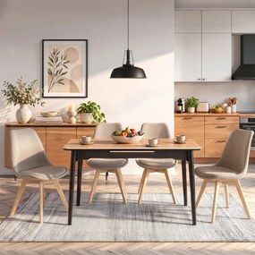 Stół Rozkładany Prostokątny SAMER 138-178 cm Ceramiczny Dąb/Czarny Loft