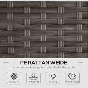 Outsunny Komplet wypoczynkowy z technorattanu, 10-częściowy Komplet stolik z krzesłami, zestaw ogrodowy, zestaw wypoczynkowy, zestaw mebli ogrodowych